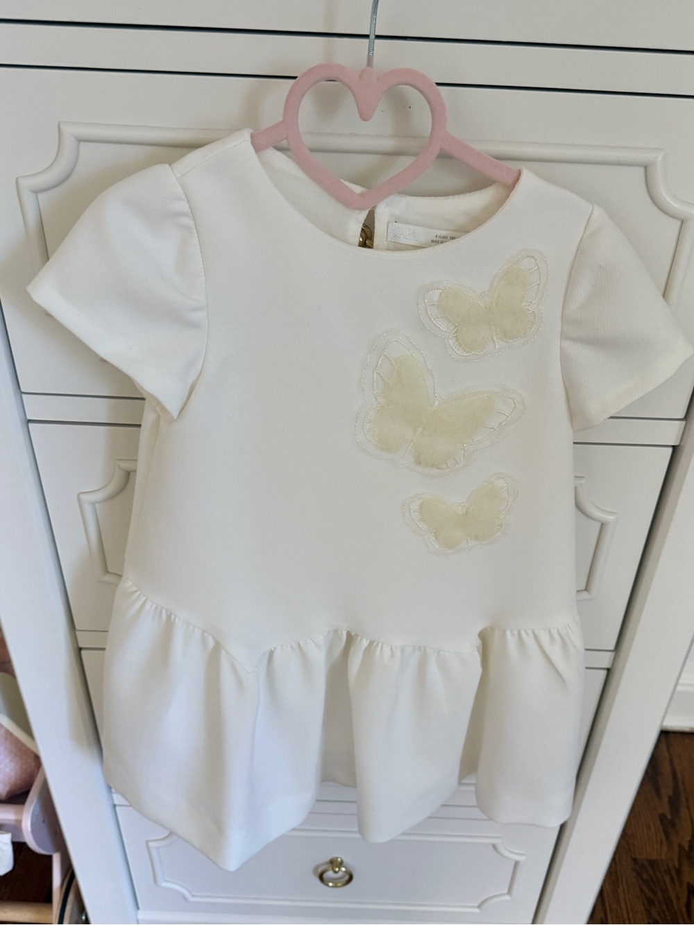 Zara White Dress with Butterfly Appliqués